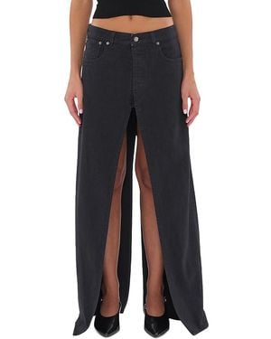 Haikure Gana Bull Slit Maxi Skirt - Black