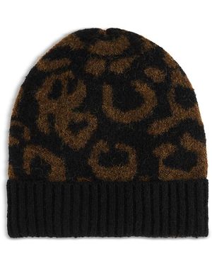 Aqua Rd Style Animal Print Beanie - Black