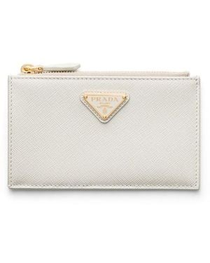 Prada Saffiano Leather Card Holder - White