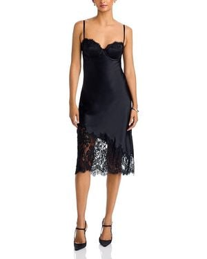 L'Agence Adrienne Silk Lace Trim Slip Dress - Blue
