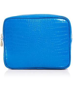 Abode Croc Embossed Faux Leather Pouch - Blue