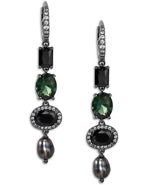 Nadri Maiden Cubic Zirconia & Cultured Freshwater Pearl Linear Earrings - White