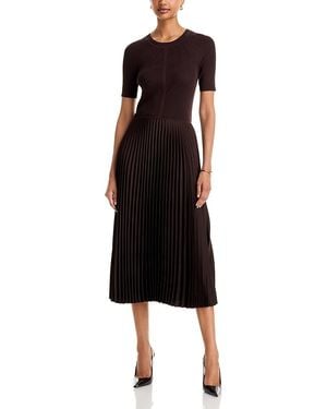 BOSS Fadridi Ribbed Pleated Midi Dress - Black