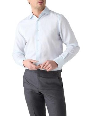 Robert Talbott Reynolds Paisley Jacquard Cotton Linen Blend Shirt - Gray