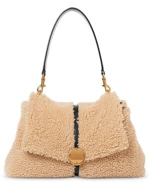 Chloé Penelope Shearling Medium Shoulder Bag - Natural