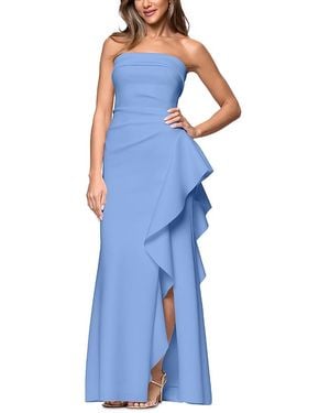 Aqua Scuba Strapless Gown - Blue