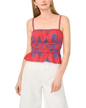1.STATE Smocked Bodice Top - Red