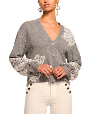Ramy Brook Perry Wool & Cashmere V Neck Cardigan Sweater - Gray