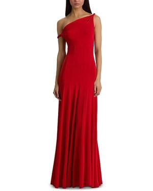 Alice + Olivia Noelia Twist Asymmetrical Strap Paneled Maxi Dress - Red