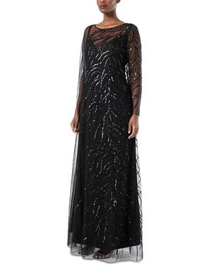 Marina Rinaldi Beaded Embroidered Tulle Dress - Black