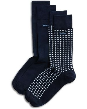 BOSS Mini Pattern Crew Socks, Pack Of 2 - Blue