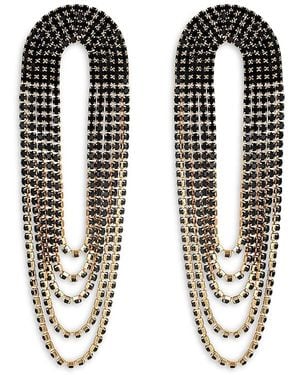 Ettika Draped Arc Fringe Earrings - Black
