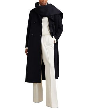 Reiss Wool Blend Long Scarf Blindseam Coat - Blue