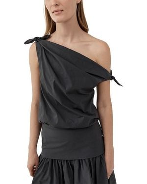 St. Agni Cotton Blend Asymmetric Bow Top - Black