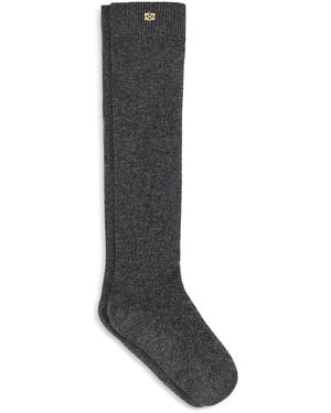 Ganni Wool Yak Mix High Socks - Black
