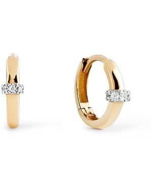 Ana Luisa Solid Diamond Link Huggie Hoops - Metallic