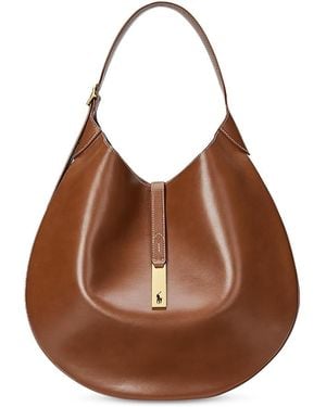 Polo Ralph Lauren Polo Id Large Hobo Shoulder Bag - Brown