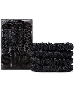 Slip Pure Silk Back To Basics Skinny Scrunchies, Set Of 4 - Black
