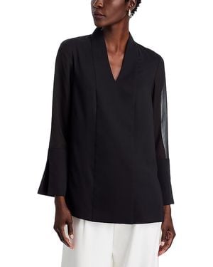 Misook Sheer Sleeve Blouse - Black