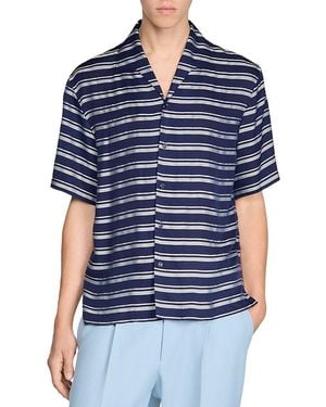 Sandro Striped Boat Neck Shirt - Blue
