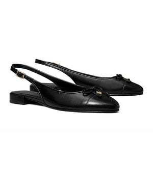 Tory Burch Cap Toe Slingback Ballet Flats - Black