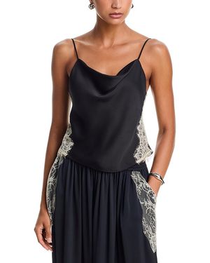 Cinq À Sept Esme Satin Lace Petite Marta Cami - Black