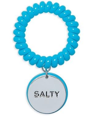 Tory Burch X Bonbon Etched Word Disc Charm Coiled Stretch Bracelet - Blue