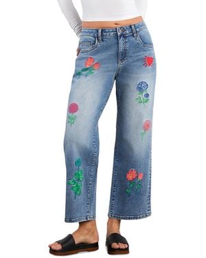 Billy T Blossom High Rise Embroidered Jeans - Blue