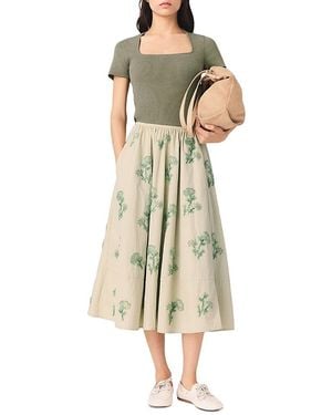 Maje Embroidered Technical Skirt - Natural