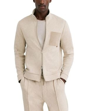 Reiss Faux Suede Pocket Zip Up Jacket - Natural