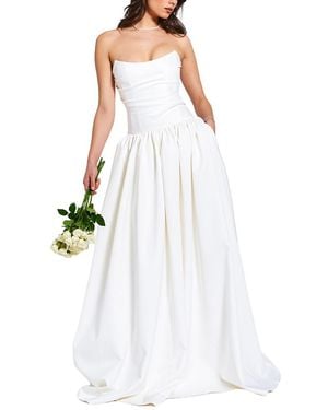Miss Circle Umay Drop Waist Satin Corset Bridal Gown - White