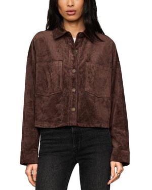 Z Supply All Day Cropped Faux Suede Jacket - Brown