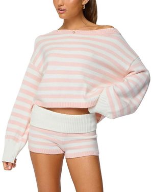 Edikted Saphi Striped Oversized Knit Sweater - White