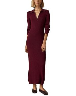 Faherty Throwback Long Sleeve Cotton & Cashmere Sweater Dress - Purple