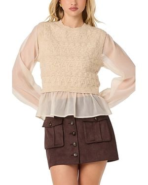 Astr Ruby Peplum Hem Sweater - Brown