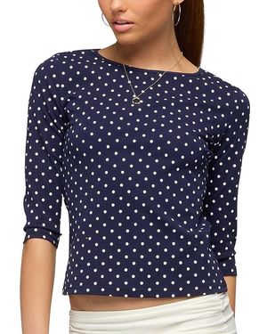 Edikted Lela Polka Dot Quarter Sleeve Top - Blue