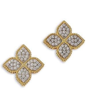 Roberto Coin 18K & Princess Flower Diamond Stud Earrings - Metallic