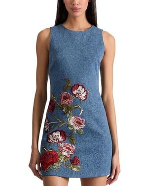 Alice + Olivia Cade Floral Embroidered Sleeveless Shift Dress - Blue