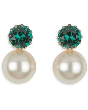 Jennifer Behr Ines Crystal & Imitation Pearl Drop Earrings - Green