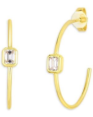 Roberto Coin 18K Diamond Hoops Diamond Emerald-Cut Hoop Earrings - Metallic