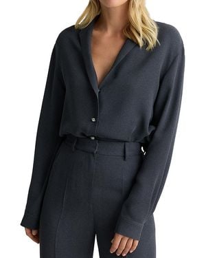 St. John Heathered Crepe Blouse - Blue