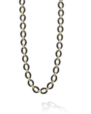 Lagos 18K Matte Ceramic Oval Link Necklace - Metallic
