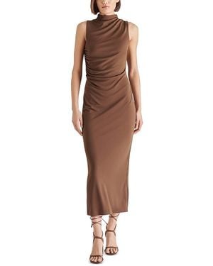 Steve Madden Mo Funnel Neck Matte Jersey Dress - Brown