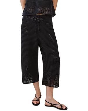 Bella Dahl Crop Wide Leg Crochet Pants - Black