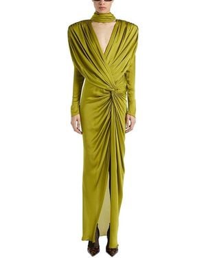 Balmain Long Silk Chiffon Dress - Green
