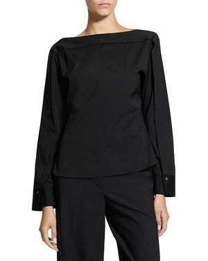 Theory Open Sleeved Boat Neck Top - Black