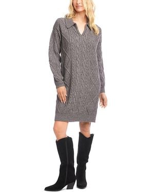 Karen Kane Cable Knit Sweater Dress - Gray