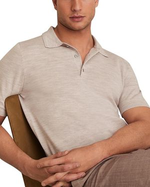 Reiss Merino Wool Polo Shirt - Brown