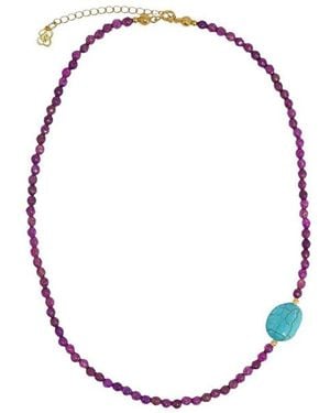 Ottoman Hands Felice Jade And Beaded Necklace - Metallic