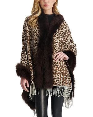 Gorski Double Face Select Cashmere Stole With Toscana Shearling Lamb Trim - Black